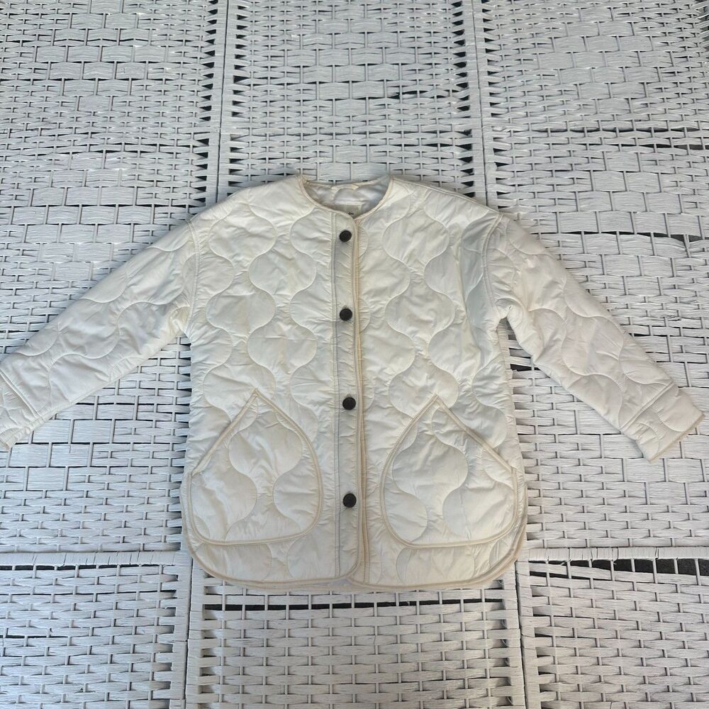 Abercrombie & Fitch Women's Quilted Oversize Grandma XS Cream Jacket
